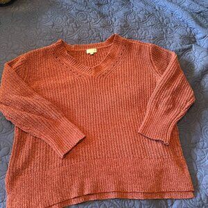 Rust V-neck sweater, size large